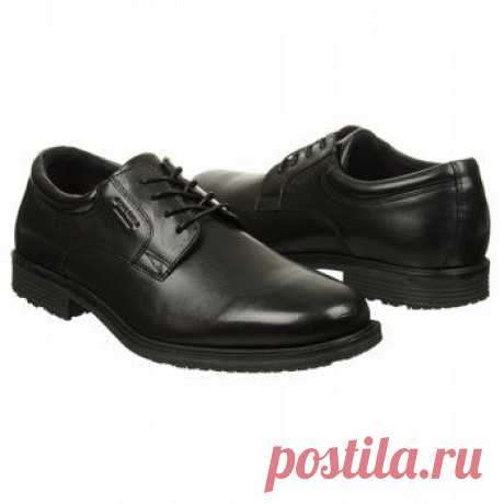 Men's Rockport Essential Details Plain Toe Waterproof Oxford Black Shoes.com