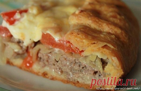 Открытый мясной пирог с картофельным тестом