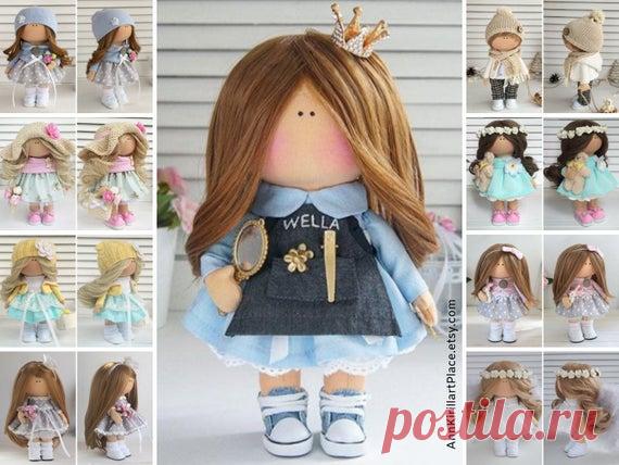 Princess Little Doll, Nursery Decor Idea, Baby Room Art Doll, Textile Tilda Doll, Unique Girl Gift, Blue Custom Doll, Present by Maria L Hello, dear visitors!  This is handmade textile doll created by Master Maria L (Kazan, Russia). Doll can be made by Order. Doll is 25 cm (9.8 inch) tall.  All dolls on the photo are made by master Maria L. You can see all dolls by Maria L by search in our shop: