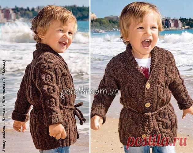 Теплый жакет для мальчика 2-3 лет. Описание, схемы вязания