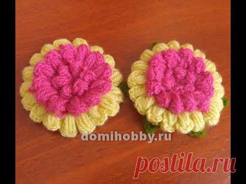 мотив крючком из объемных пышных столбиков