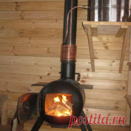 Самодельная печь с водонагревателем из газового баллона на дачу