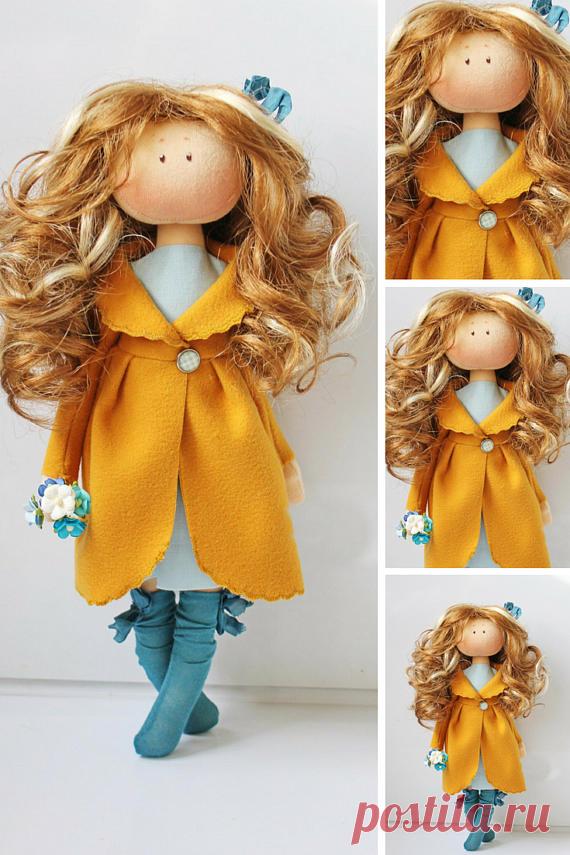 Fabric doll Muñecas Orange doll Poupée Art doll Puppen Gift