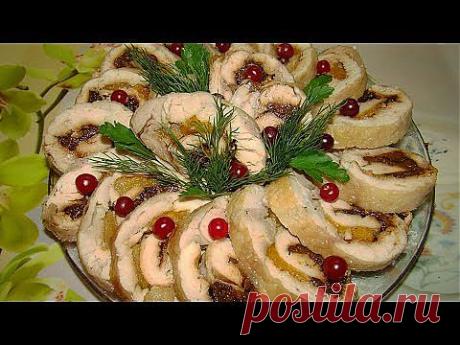 Эффектный рулет из курицы в желе
