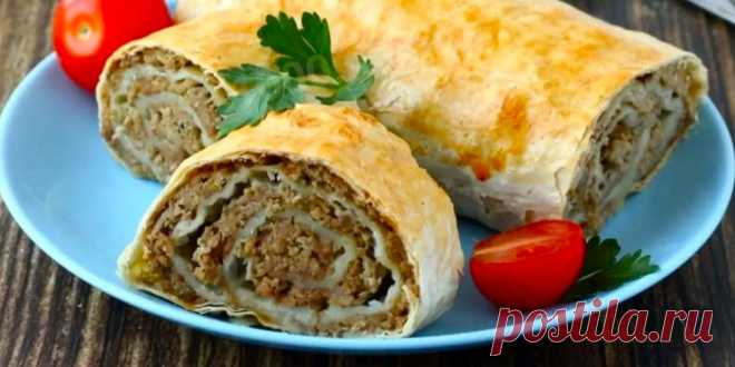 РУЛЕТ ИЗ ЛАВАША С ФАРШЕМ