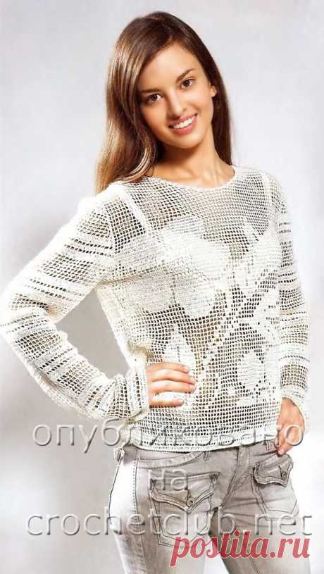 Кофта крючком филейное вязание схемы: 21 модель с описанием и видео мк для начинающих