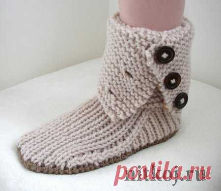 Сапожки-тапочки спицами Prairie Boots