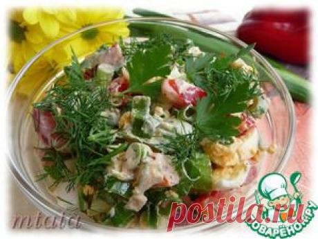 Салат из зеленого лука, яйца и болгарского перца - кулинарный рецепт
