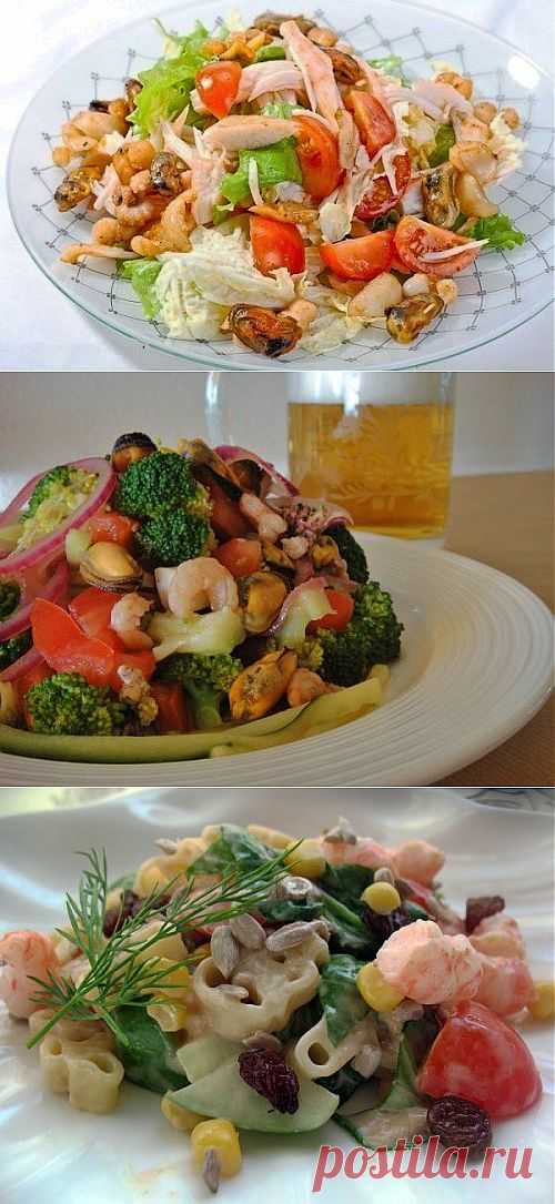 4 быстрых салата с морским коктейлем / Простые рецепты