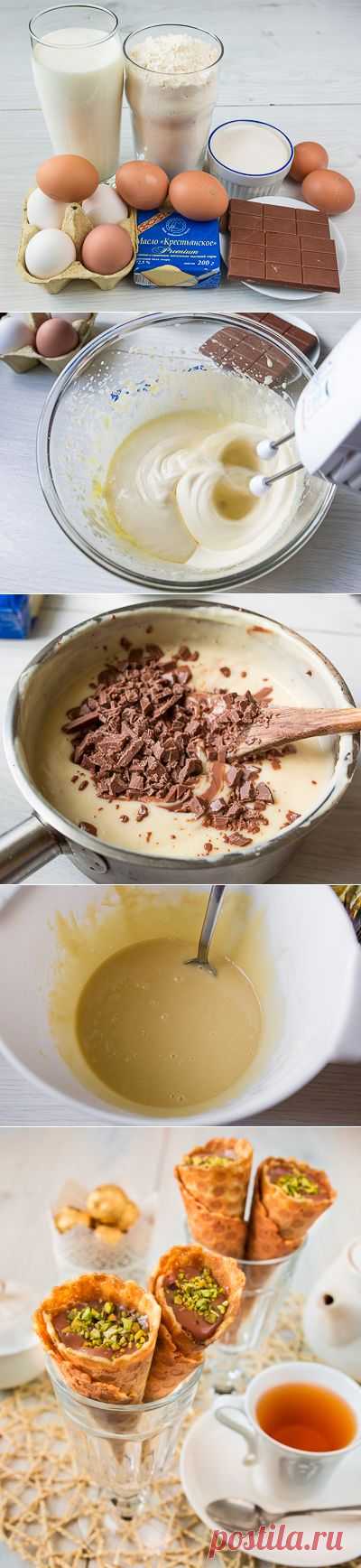 Сладкие и хрустящие! ВАФЕЛЬНЫЕ ТРУБОЧКИ С ЗАВАРНЫМ КРЕМОМ — Вкусные рецепты