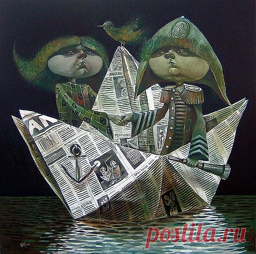 БУМАЖНЫЕ КОРАБЛИКИ*****
Пишу на лИсте белом,** 
Сгибаю уголочки,** 
Чтобы узнал мой смелый, **
Как ждём его мы с дочкой...** 
Кораблик получается **
Какой-то неуклюжий,** 
Но он не потеряется**
И не замёрзнет в стужу. **
Его своим дыханием **
Я согревала в ночь, **
Его своим желанием **
Тебе послала дочь...** 
Его ждут непогода **
И ветры на пути-- **
Не только волей Бога **
Кораблик наш летит... **
Лети...Лети по морю, **
По рекам,озерцам... **
Исполни нашу волю, **