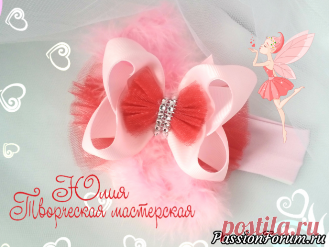 Большой американский бантик на повязке. Мастер класс