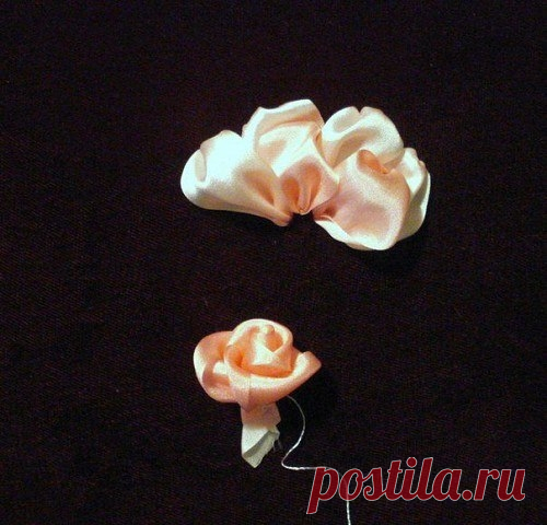 Вышивка лентами: роза.