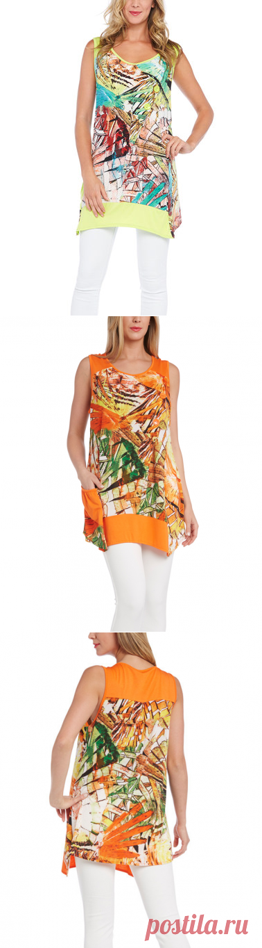 Dalin Orange Abstract Sleeveless Top - Plus | zulily