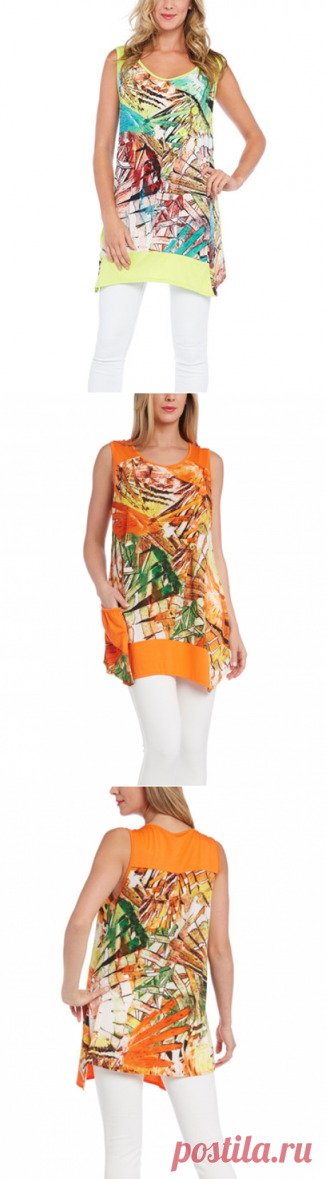 Dalin Orange Abstract Sleeveless Top - Plus | zulily