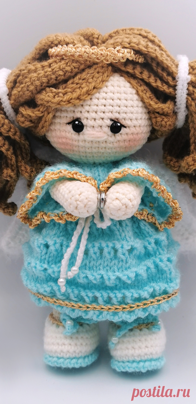 PDF Ангел-хранитель крючком. FREE crochet pattern; Аmigurumi doll patterns. Амигуруми схемы и описания на русском. Вязаные игрушки и поделки своими руками #amimore - ангел, ангелок, ангелочек, кукла, куколка, девочка.