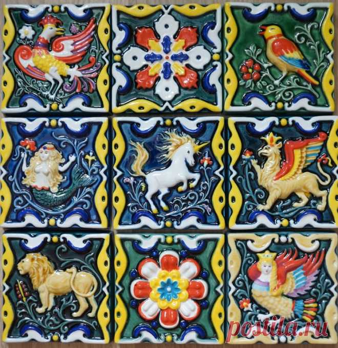 Керамическая цветная плитка 