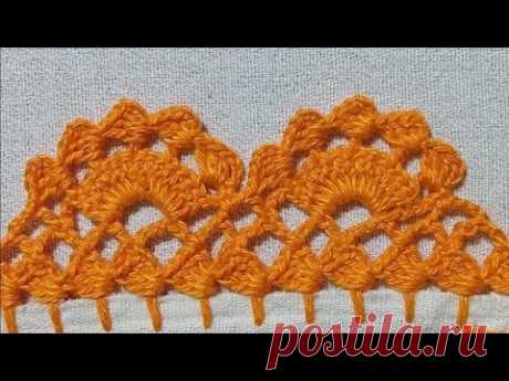 Barrado de crochê carreira única # bico fácil para iniciantes‪@Canalcrocheparainiciantes‬