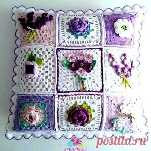 Шедевры из квадратиков, связанных крючком