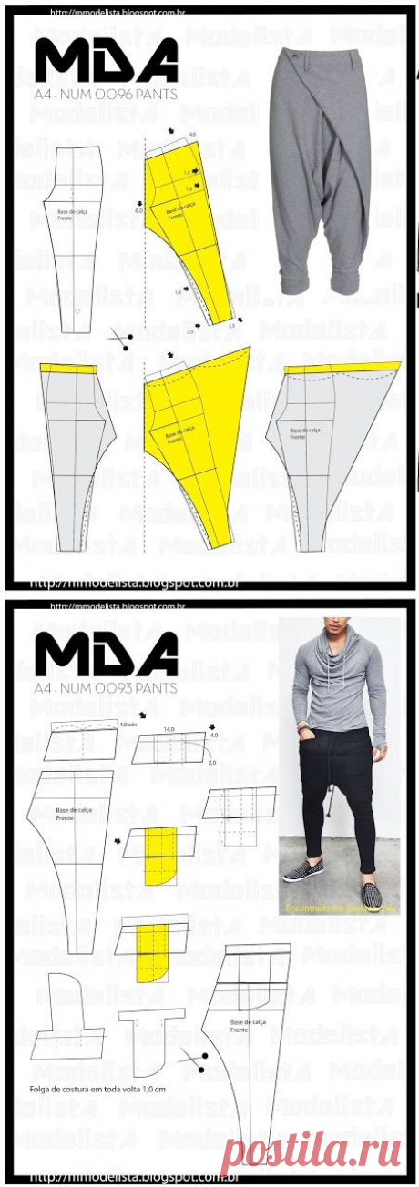 Брюки с низкой мотнёй (две выкройки) / Простые выкройки / Своими руками - выкройки, переделка одежды, декор интерьера своими руками - от ВТОРАЯ УЛИЦА