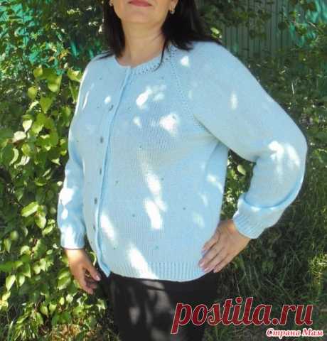 Кофта цвета мяты, регланом сверху спицами. - Вязание - Страна Мам
