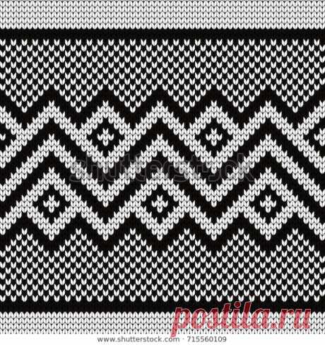 Стоковая векторная графика «Knitted Geometric Seamless Border» (без лицензионных платежей), 715560109