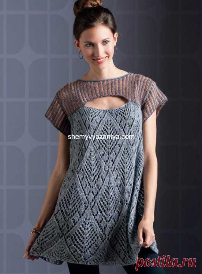 Необычная туника спицами из "Light and Layered Knits 2013". 4 размера.