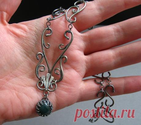 Sterling Silver Filigree Necklace with Moss Agate - Wrought Iron Architecturally Inspired Series | Flickr - Photo Sharing!