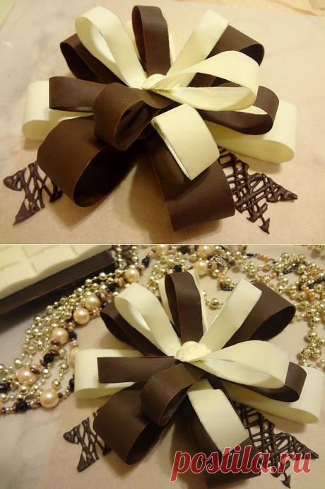 Украшения из шоколада - шоколадный бант для торта | Леди-Шеф