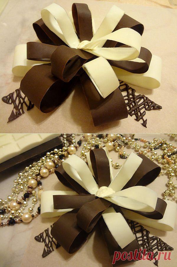 Украшения из шоколада - шоколадный бант для торта | Леди-Шеф