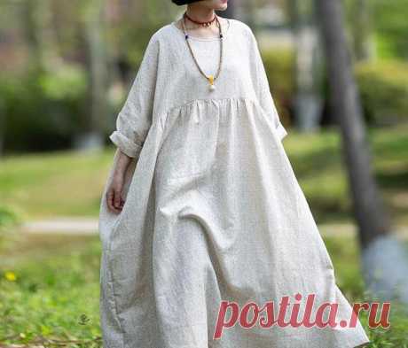 Womens large size long dress maxi dress Travel dress plus | Etsy 【Fabric】 cotton, linen 【Color】  beige 【Size】 M; Shoulder width is not limited Shoulder + Sleeve Length 59cm / 23 Cuffs around 31cm / 12  Bust 166cm / 65 Length 121cm / 47  L; Shoulder width is not limited Bust 176cm / 69 Shoulder + sleeve length 61cm / 24 Cuff circumference 33cm/ 13 Length 131cm /