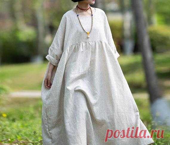 Womens large size long dress maxi dress Travel dress plus | Etsy 【Fabric】 cotton, linen 【Color】  beige 【Size】 M; Shoulder width is not limited Shoulder + Sleeve Length 59cm / 23 Cuffs around 31cm / 12  Bust 166cm / 65 Length 121cm / 47  L; Shoulder width is not limited Bust 176cm / 69 Shoulder + sleeve length 61cm / 24 Cuff circumference 33cm/ 13 Length 131cm /