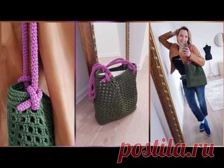 Вяжем стильную сумку цвета маренго 👜 crochet bag.