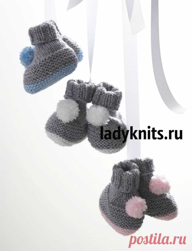 Связать пинетки на двух спицах