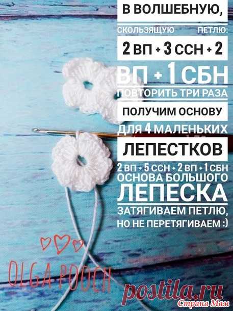 ФотоМК по вязанию крючком цветочка 
