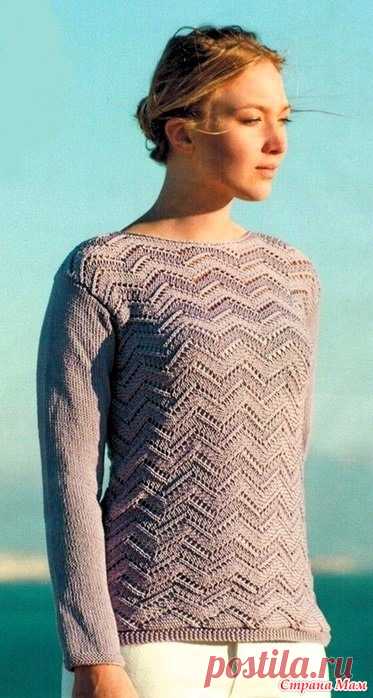 Джемпер с спинка и перед которого вяжутся поперек. Спицы.