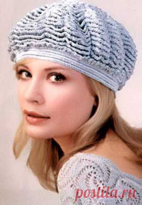Теплый берет. Бесплатная схема вязания крючком. - Береты крючком - Вязание крючком - Модели и схемы вязания крючком 2015 - 2014 года