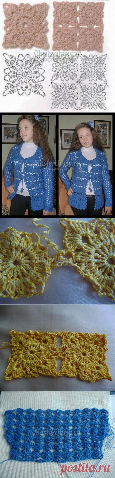 Вязаный жакет крючком в технике безотрывного вязания. Мастер-класс с пошаговыми фото