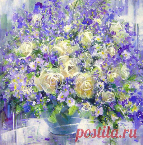 Художник Wu Jiafu. Цветочное