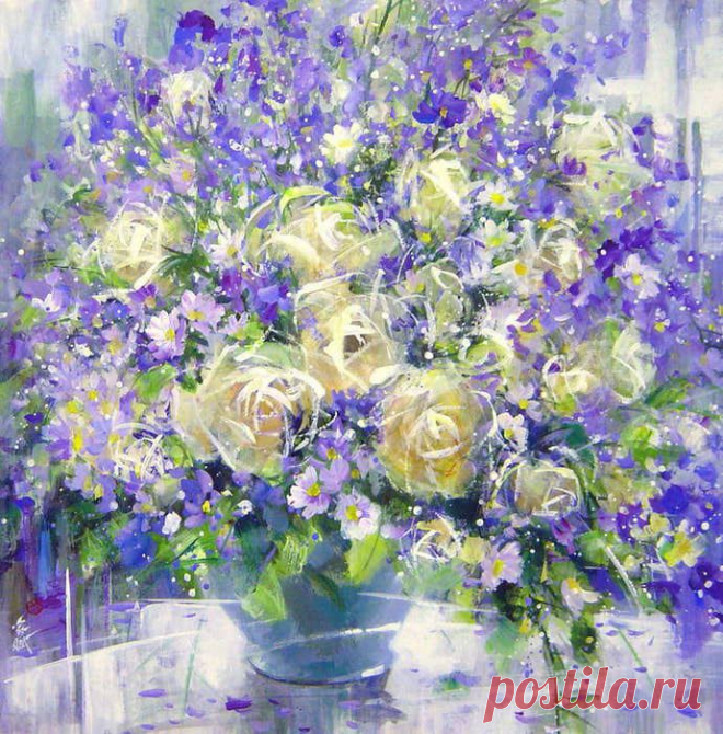 Художник Wu Jiafu. Цветочное