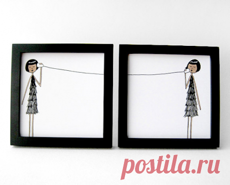 BFF best friend friendship art print set // 4 x 4