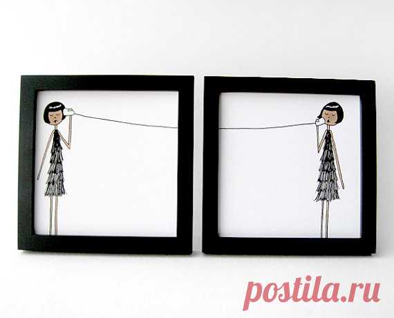 BFF best friend friendship art print set // 4 x 4