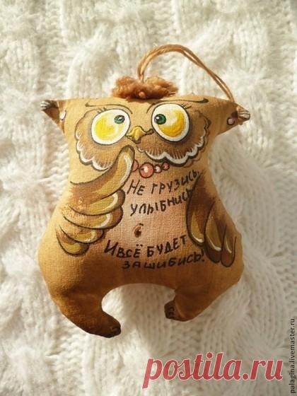 Купить Кофейные позитивчики-совы и коты - коричневый, позитивный подарок, игрушка ручной работы, зверята