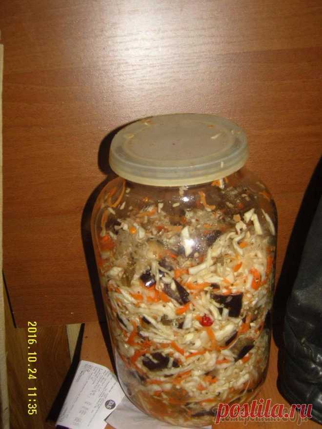 Солим капуста с баклажанами