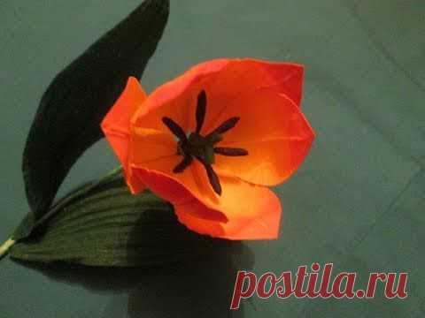 Цветы из ткани мастер класс. Тюльпан на стебле в вазу. / Прочие виды рукоделия / Цветы из ткани