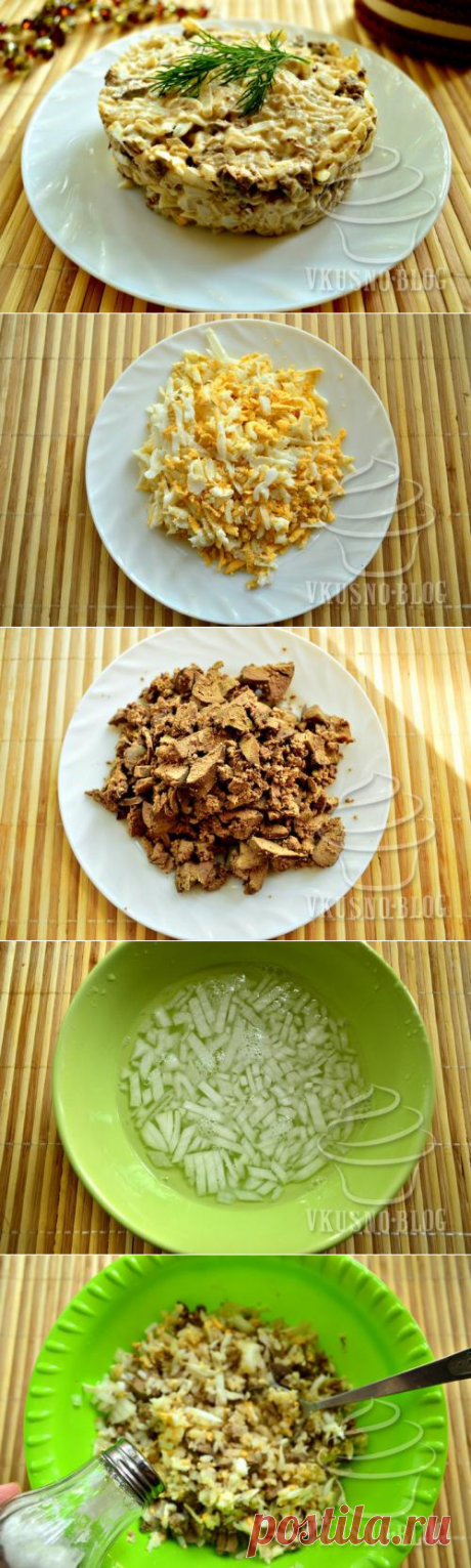 Салат с куриной печенью и рисом - рецепт с фото