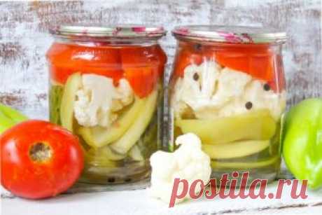 Овощное ассорти на зиму с цветной капустой: рецепт с фото