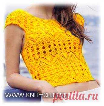 Ажурный желтый топ