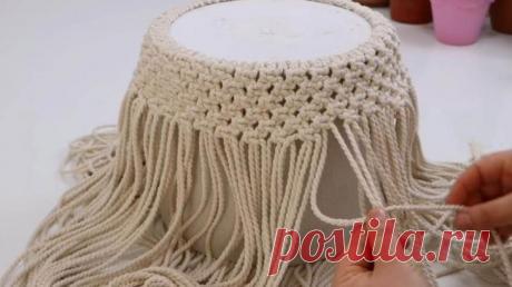 Декор пластикового ведра шнуром