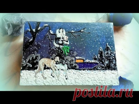 Новогодний декор чайной коробки.